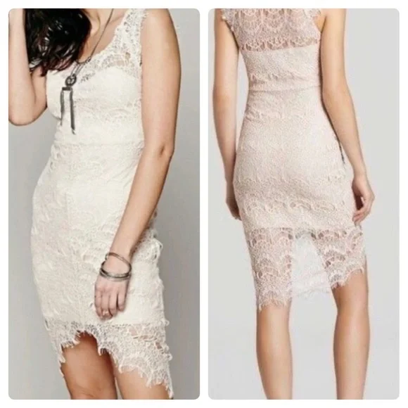 Free People - Intimately Free - Sleeveless Lace Bodycon Style - Size M - Beige - Picture 15 of 15